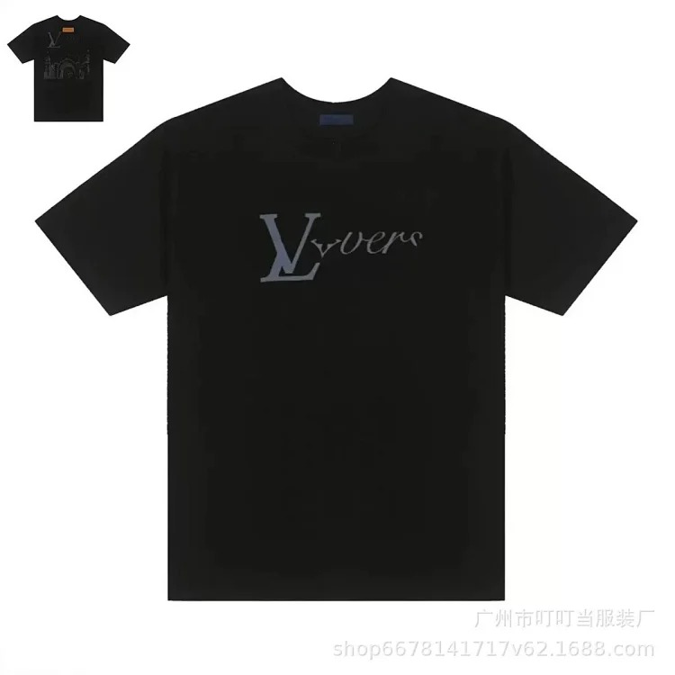Cross-border trendy brand high short-sleeved 25 letter print graffiti men and women same style couple T-shirt