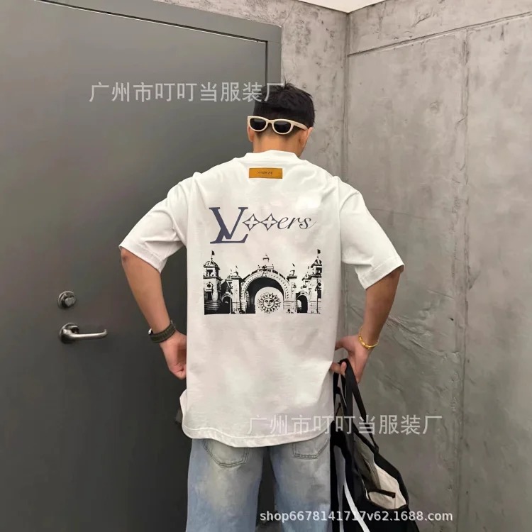 Cross-border trendy brand high short-sleeved 25 letter print graffiti men and women same style couple T-shirt