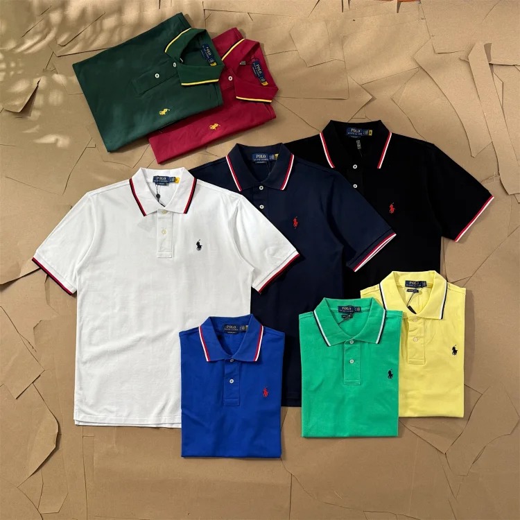 Paul colorful collar pony logo embroidered short-sleeved lapel men's and women's summer POLO shirt
