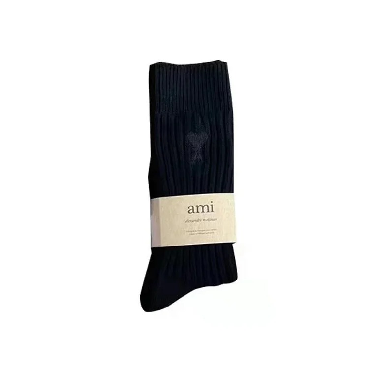 Love solid color Japanese thick line long socks for men and women in autumn and winter mid-calf socks trendy pure cotton pile socks long tube image 7