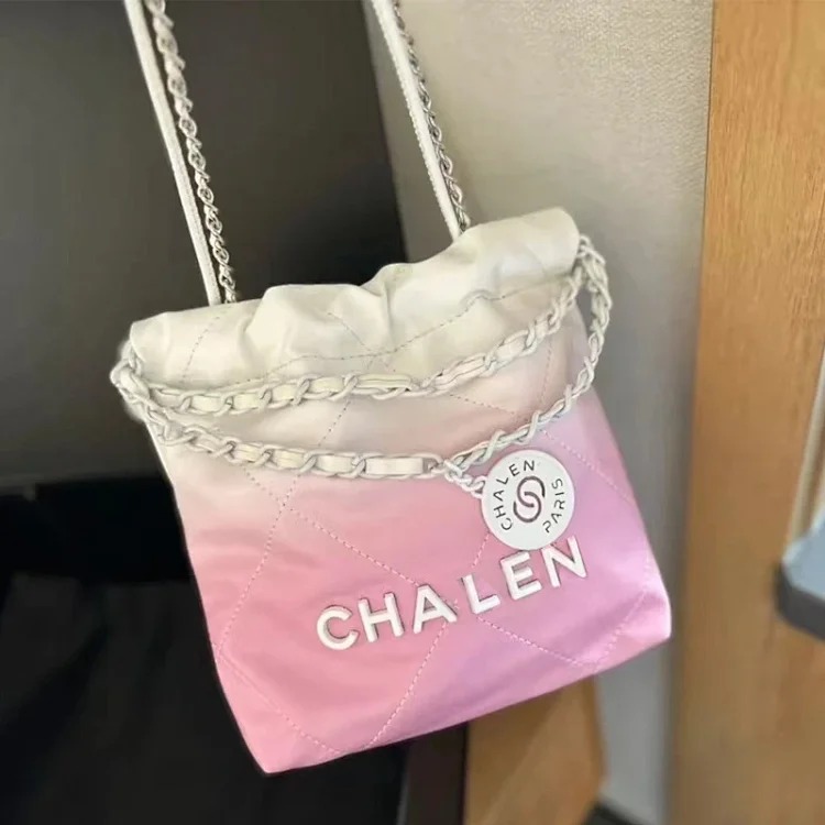 Xiaoxiangfeng Mini Garbage Bag Bag Diamond Pearl Chain Bag Genuine Leather 22bag Tote Bag Shoulder Crossbody Bag