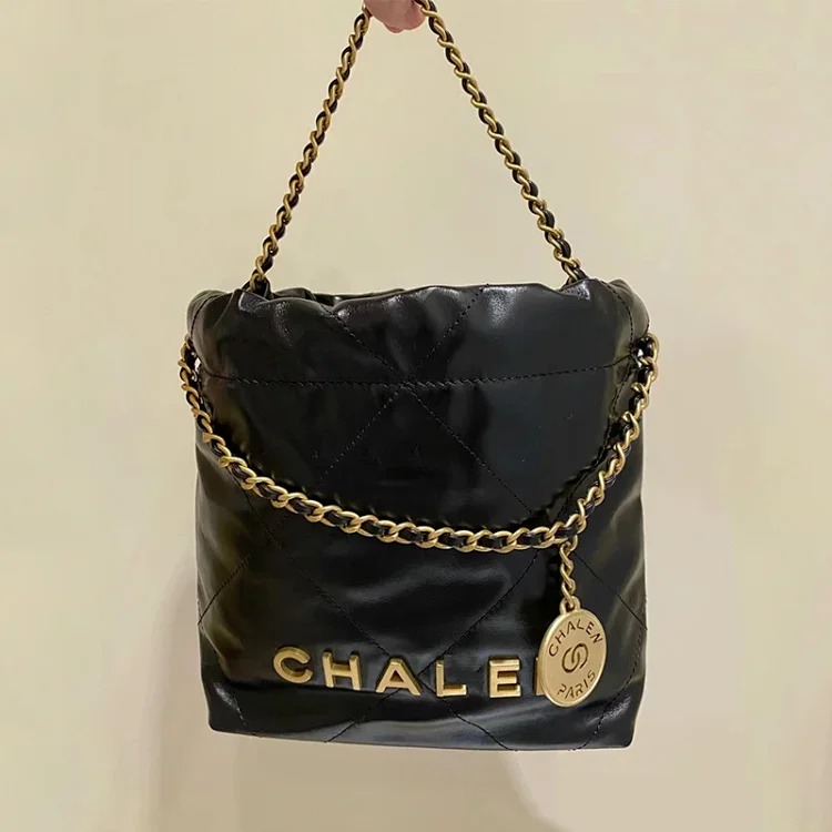 Xiaoxiangfeng Mini Garbage Bag Bag Diamond Pearl Chain Bag Genuine Leather 22bag Tote Bag Shoulder Crossbody Bag