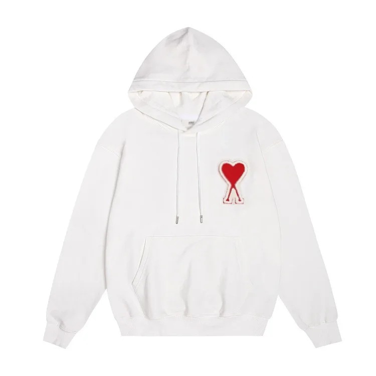 Sweatshirt autumn and winter new long-sleeved hooded unisex small love flat embroidered hoodie