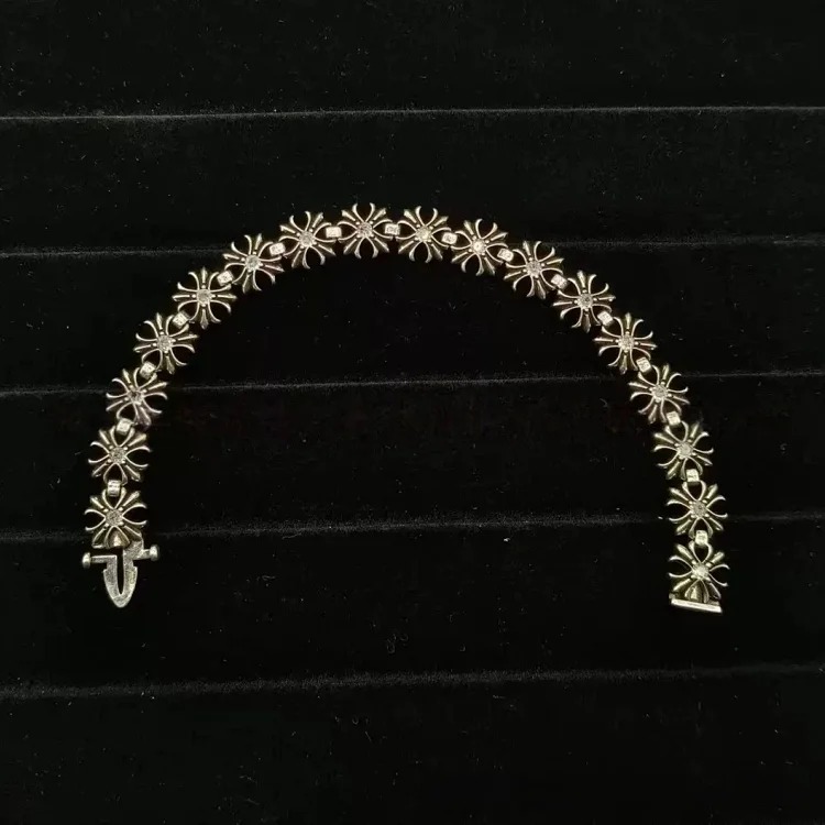 CH retro cross diamond bracelet for men and women, trendy couple style