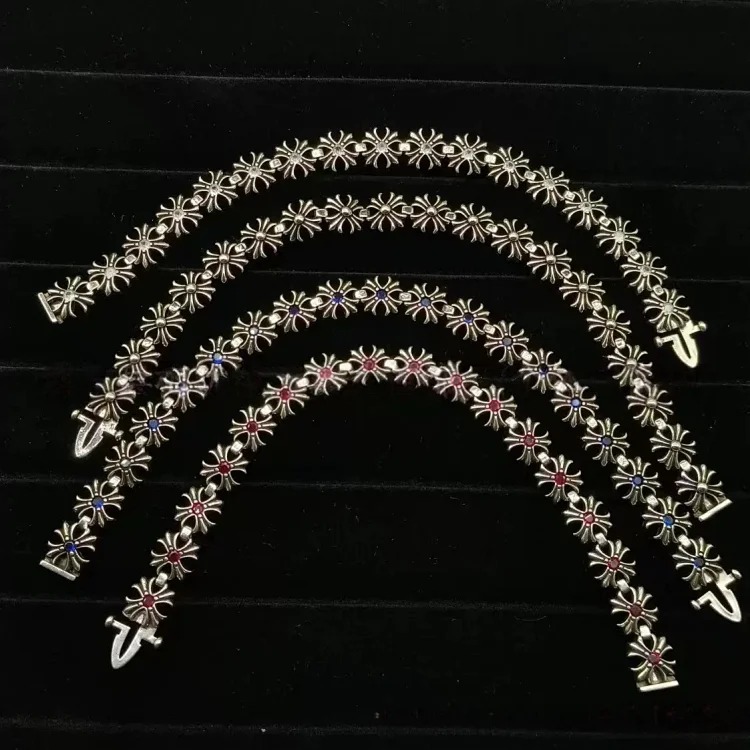 CH retro cross diamond bracelet for men and women, trendy couple style