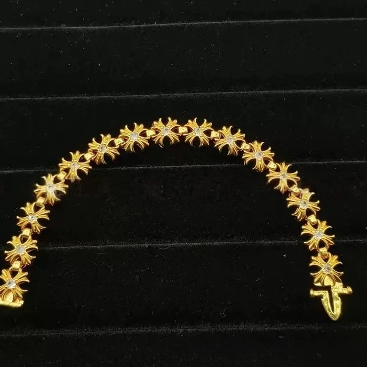 CH retro cross diamond bracelet for men and women, trendy couple style