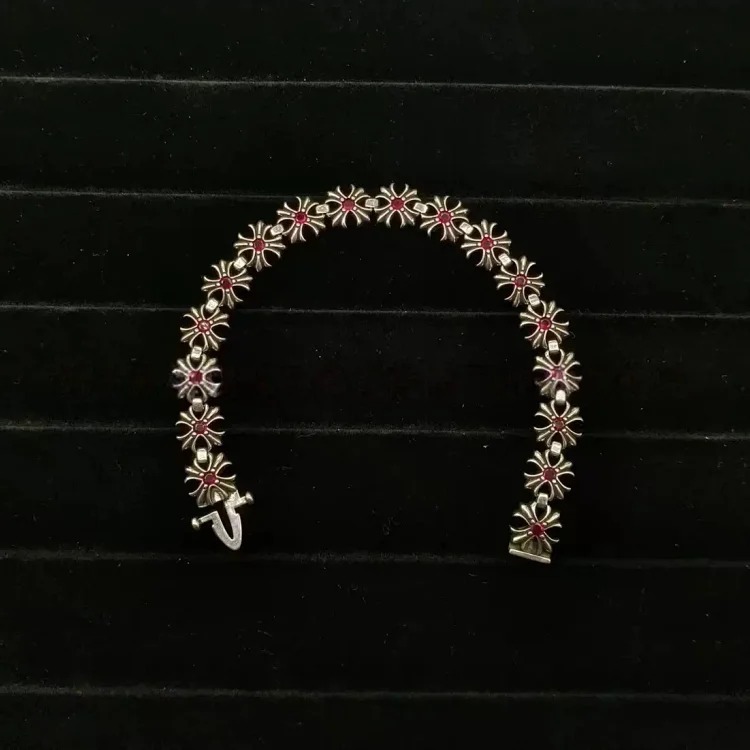 CH retro cross diamond bracelet for men and women, trendy couple style