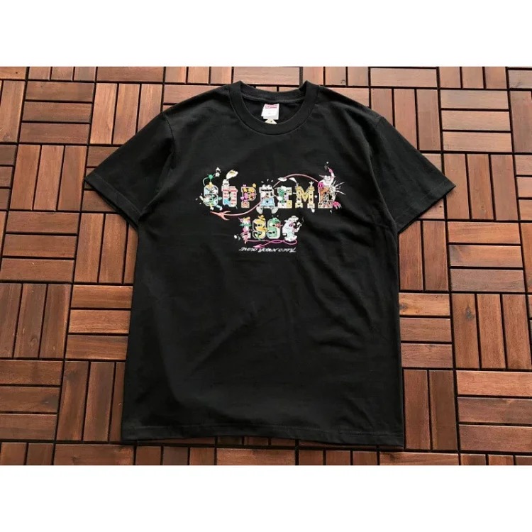 SUP letter print BOX high short-sleeved T-shirt for men and women