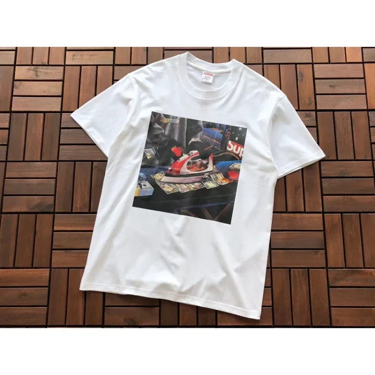 SUP letter print BOX high short-sleeved T-shirt for men and women