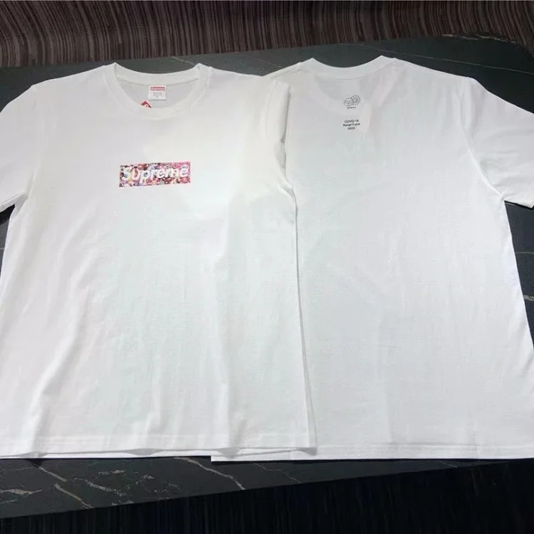 Pure cotton letter short-sleeved tee men's and women's classic printed T-shirts, loose and casual
