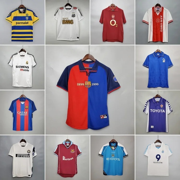 Louis Vuitton Retro short-sleeved football jerseys Real Madrid, Barcelona, Florence, Arsenal, Manchester City, Inter Milan and River Plate old jerseys