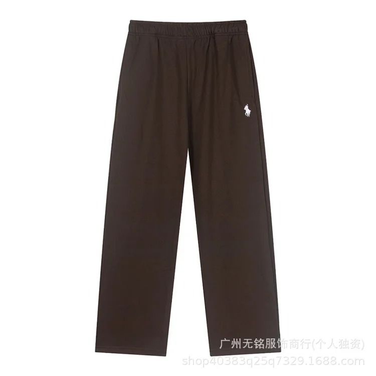 RL Pony Embroidered Tie Elastic Waist Casual Men's and Women's Heavyweight Straight Sweatpants