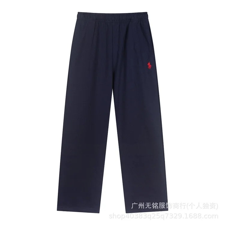 RL Pony Embroidered Tie Elastic Waist Casual Men's and Women's Heavyweight Straight Sweatpants