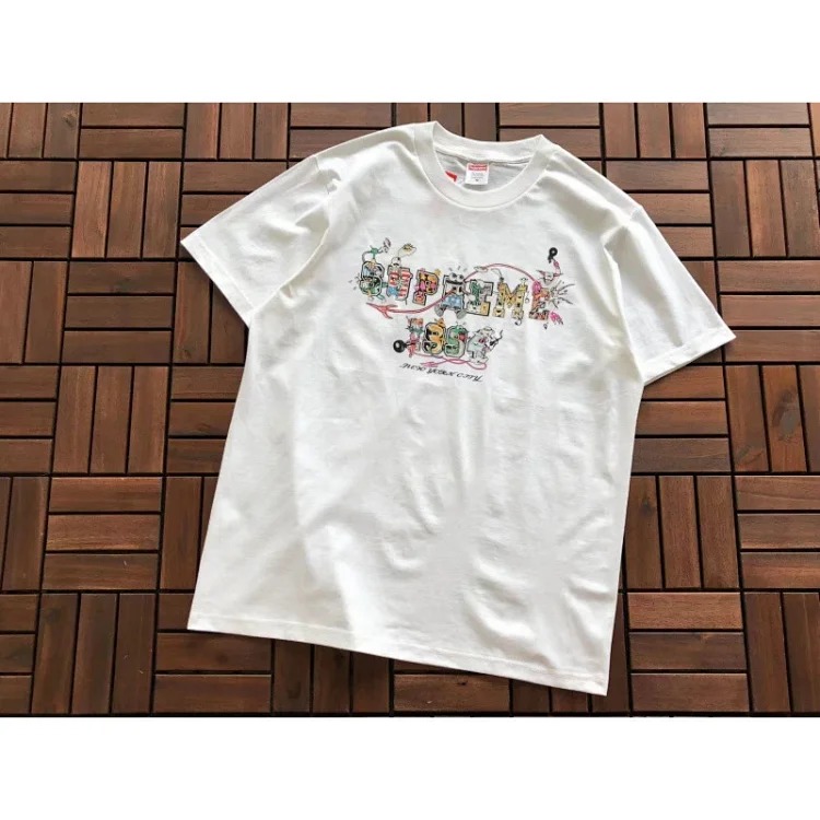 SUP letter print BOX high short-sleeved T-shirt for men and women