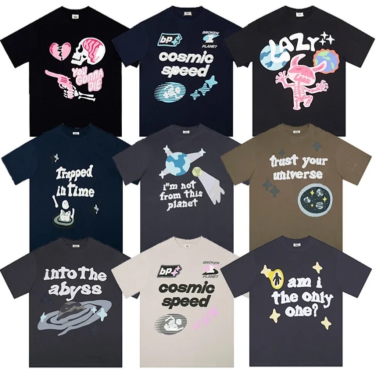 BROKEN PLANET Broken Planet American trendy brand foam couple short-sleeved loose men's and women's versatile T-shirt cross-border
