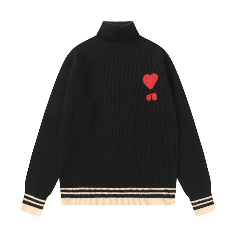 Love embroidered knitted sweater casual loose and versatile couple style