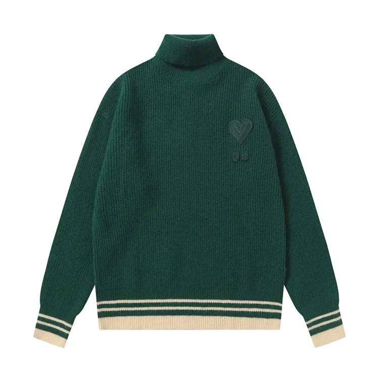 Love embroidered knitted sweater casual loose and versatile couple style