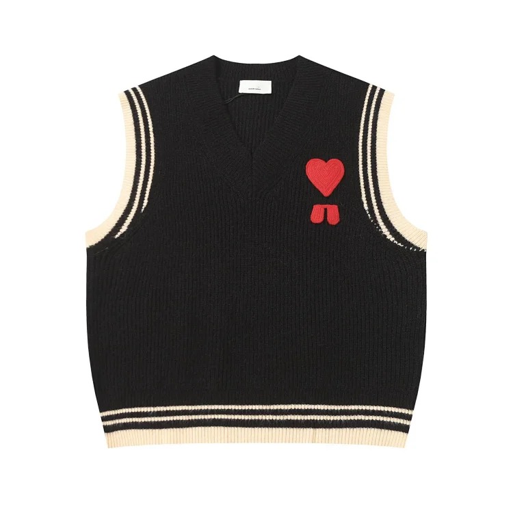 Love embroidered knitted sweater casual loose and versatile couple style