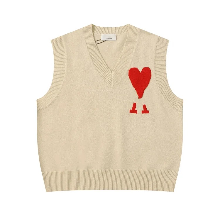 Love embroidered knitted sweater casual loose and versatile couple style
