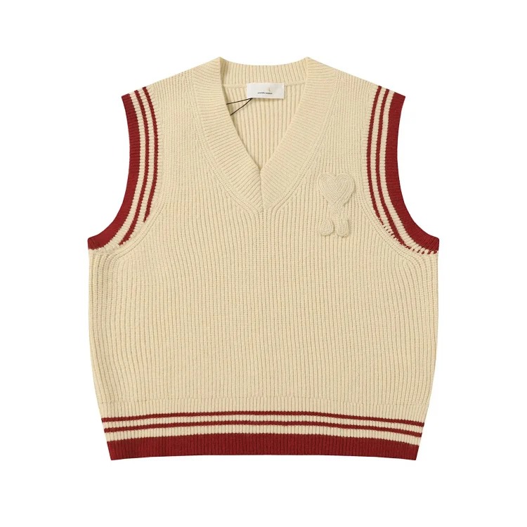 Love embroidered knitted sweater casual loose and versatile couple style