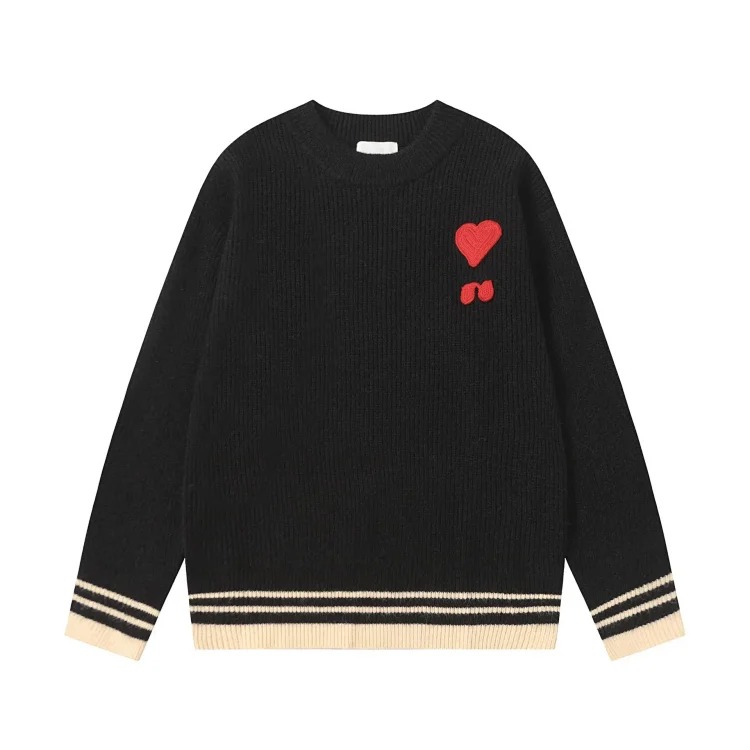Love embroidered knitted sweater casual loose and versatile couple style