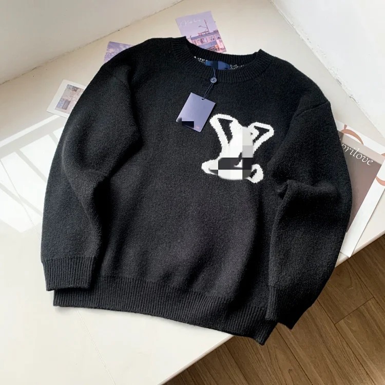 Round neck loose sweater sweater pullover jacquard letters same style for men and women