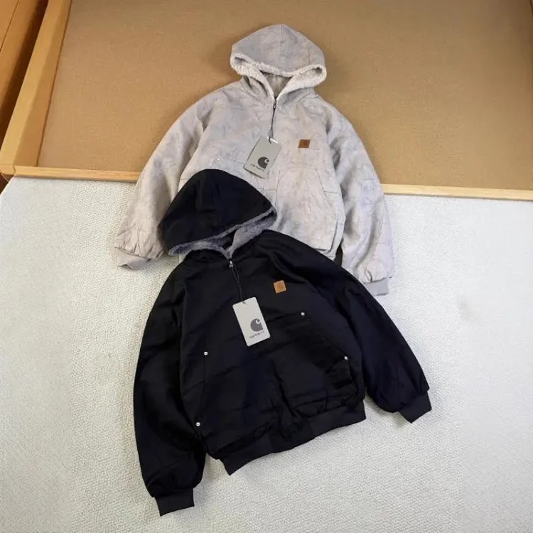 Hooded cotton jacket autumn and winter imitation mink fur marble thickened mountain carving