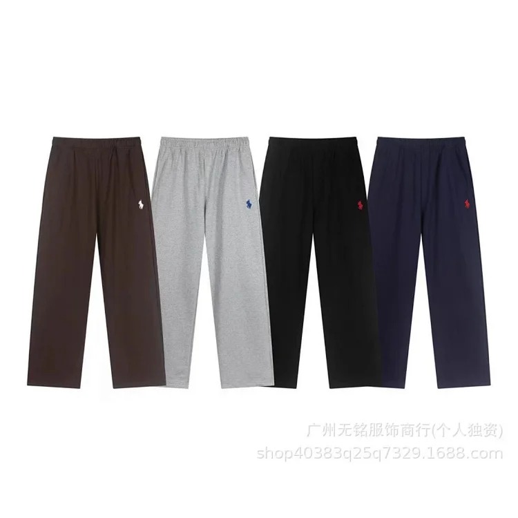 Ralph Lauren Pony Embroidered Tie Elastic Waist Casual Men's and Women's Heavyweight Straight Sweatpants