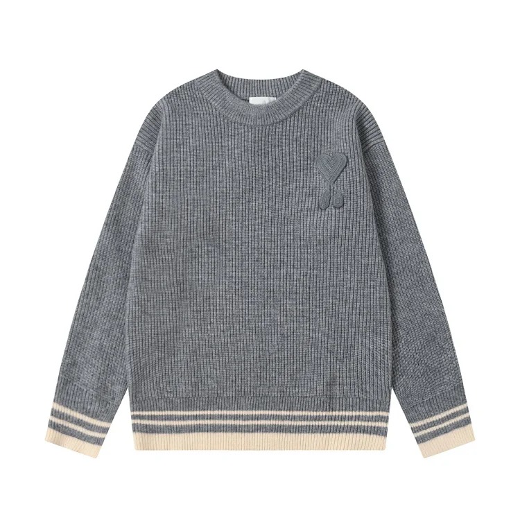 Love embroidered knitted sweater casual loose and versatile couple style