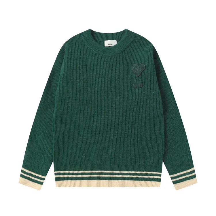 Love embroidered knitted sweater casual loose and versatile couple style