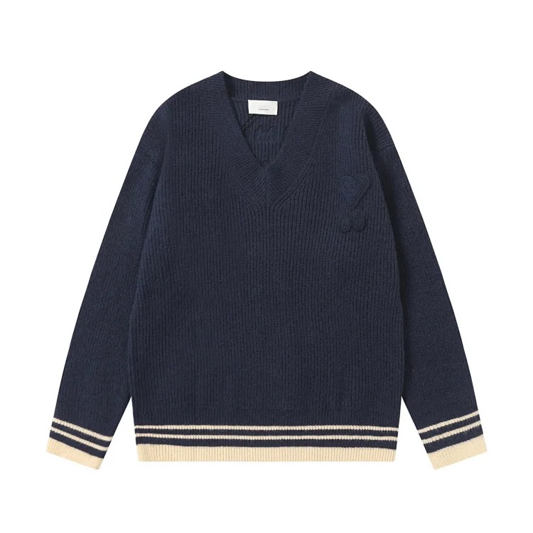 Love embroidered knitted sweater casual loose and versatile couple style