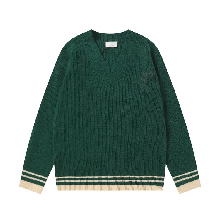 Love embroidered knitted sweater casual loose and versatile couple style
