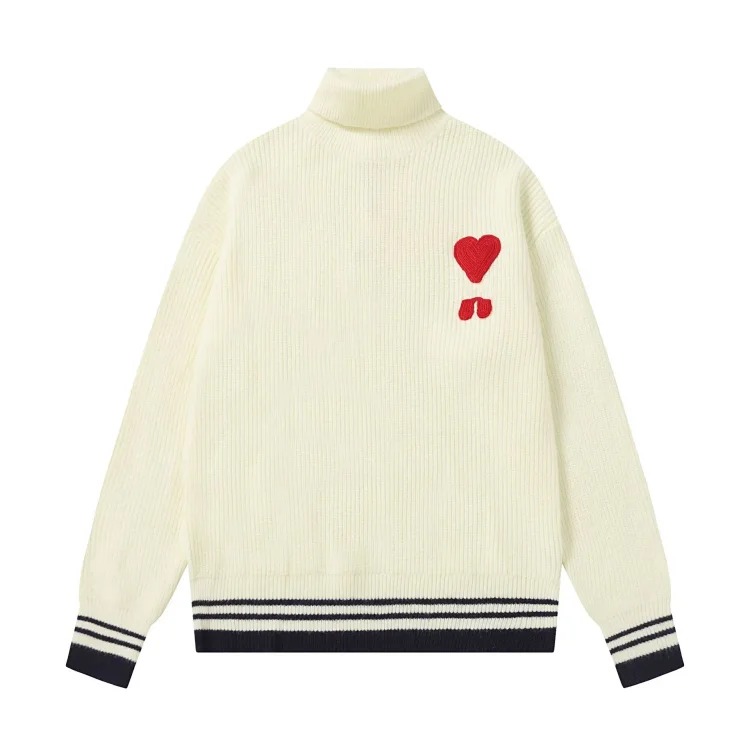 Love embroidered knitted sweater casual loose and versatile couple style