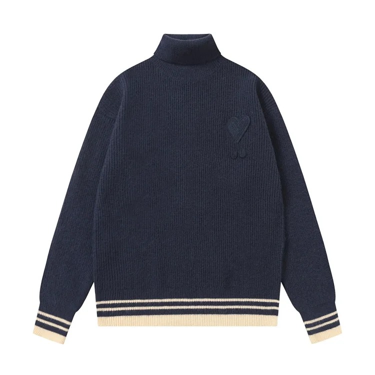 Love embroidered knitted sweater casual loose and versatile couple style
