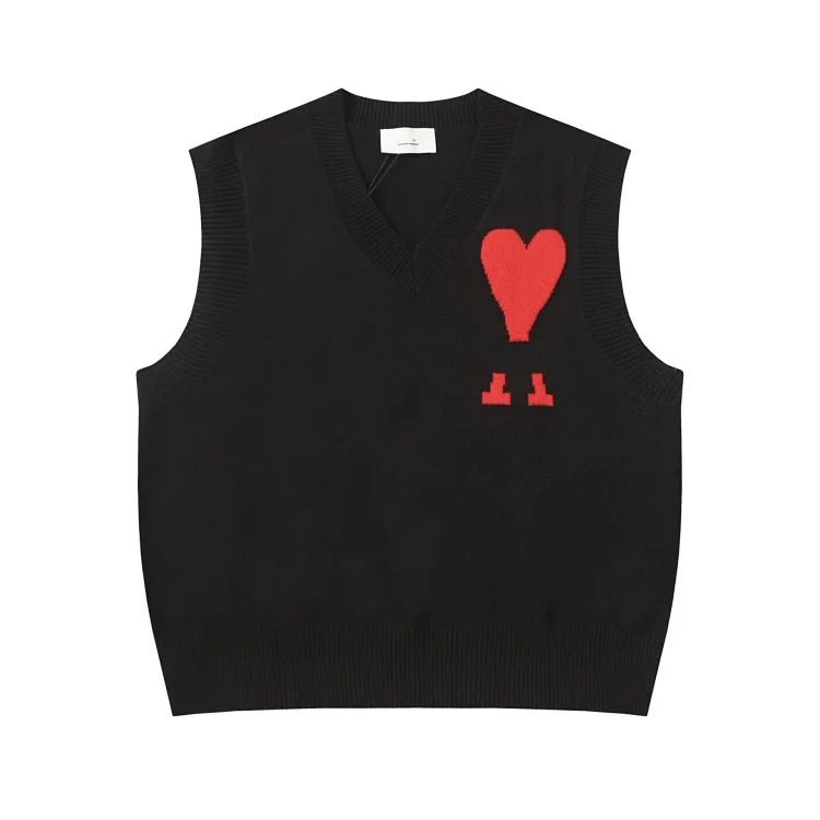 Love embroidered knitted sweater casual loose and versatile couple style