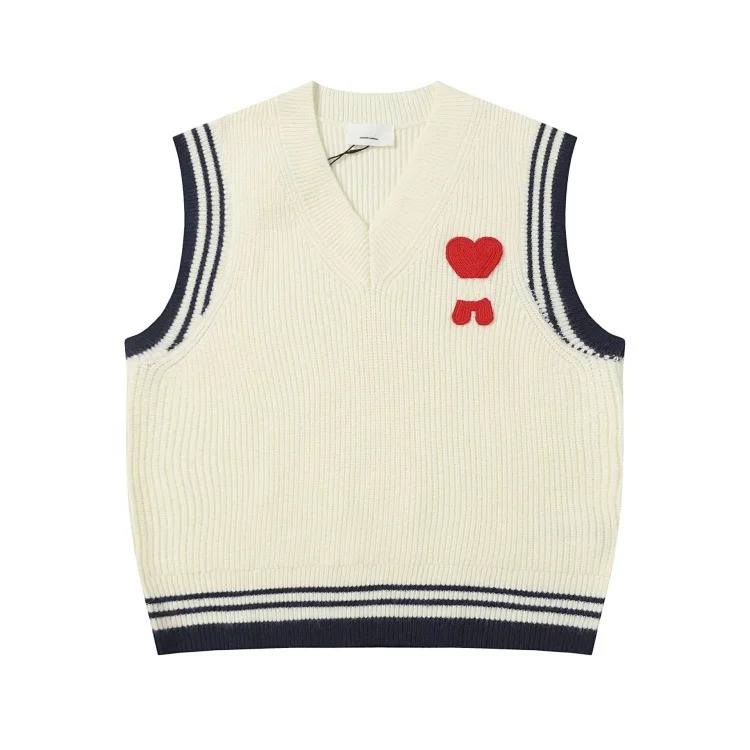 Love embroidered knitted sweater casual loose and versatile couple style
