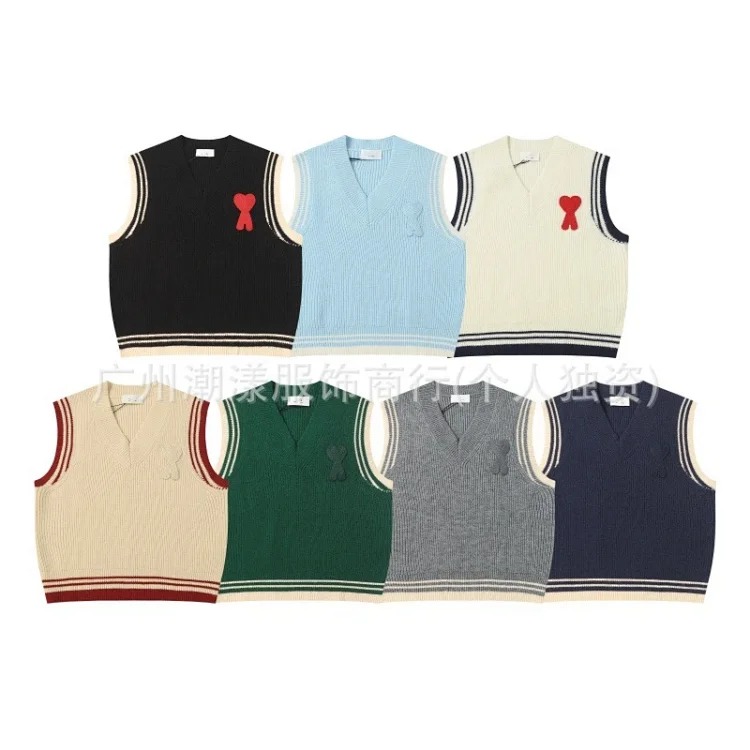 Love embroidered knitted sweater casual loose and versatile couple style