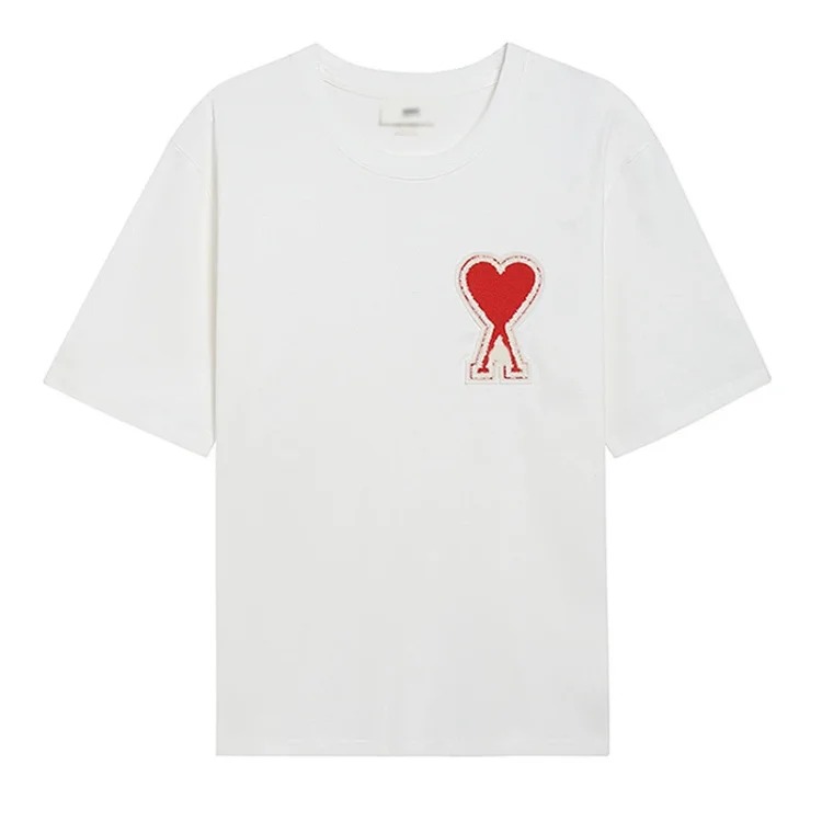 Summer short-sleeved T-shirt embroidered small love pure cotton loose