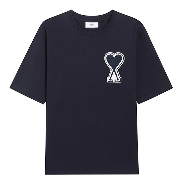 Summer short-sleeved T-shirt embroidered small love pure cotton loose