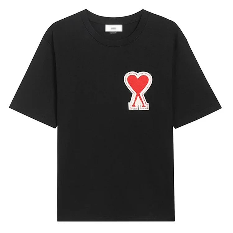 Summer short-sleeved T-shirt embroidered small love pure cotton loose