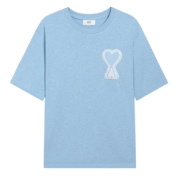 Summer short-sleeved T-shirt embroidered small love pure cotton loose