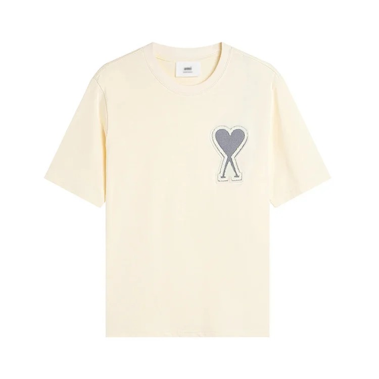 Summer short-sleeved T-shirt embroidered small love pure cotton loose