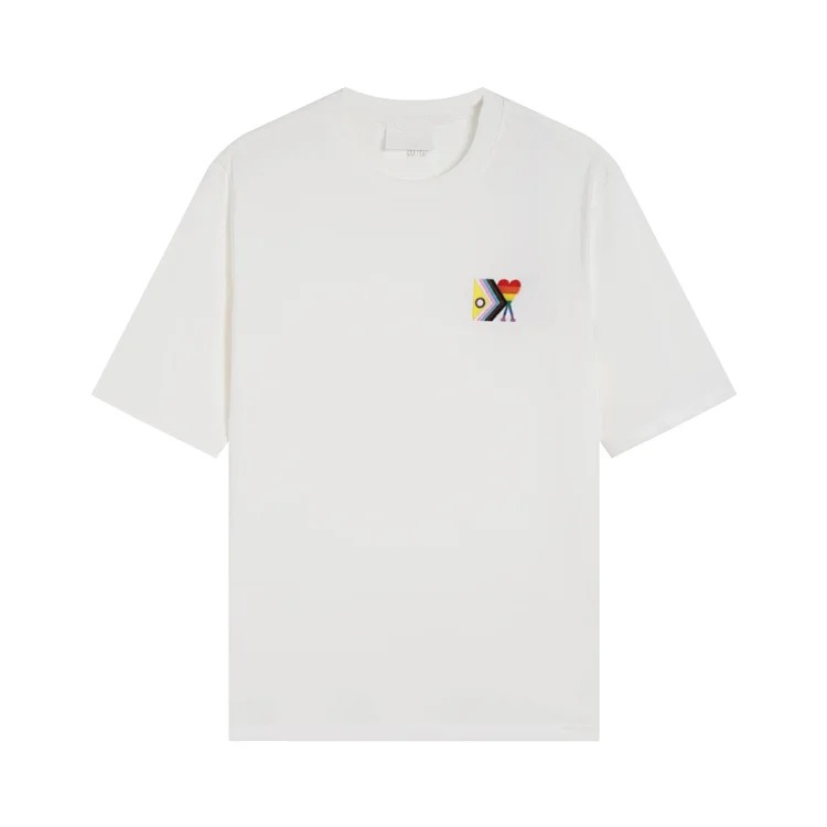 Summer short-sleeved T-shirt embroidered small love pure cotton loose