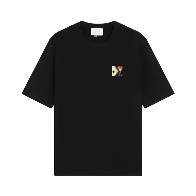 Summer short-sleeved T-shirt embroidered small love pure cotton loose