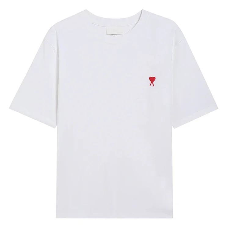 Summer short-sleeved T-shirt embroidered small love pure cotton loose