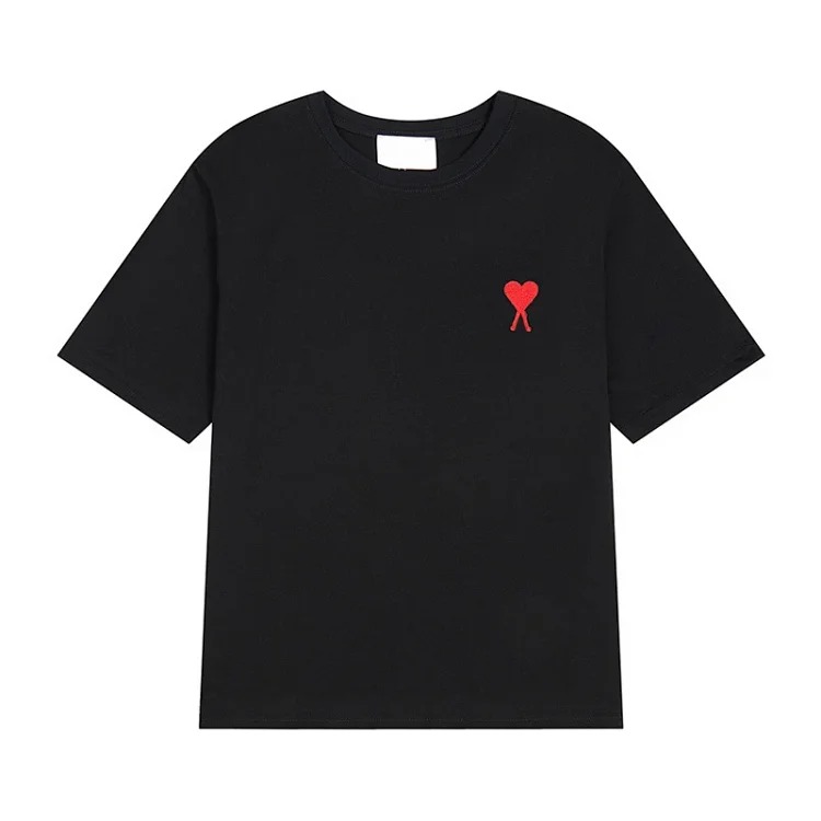 Summer short-sleeved T-shirt embroidered small love pure cotton loose