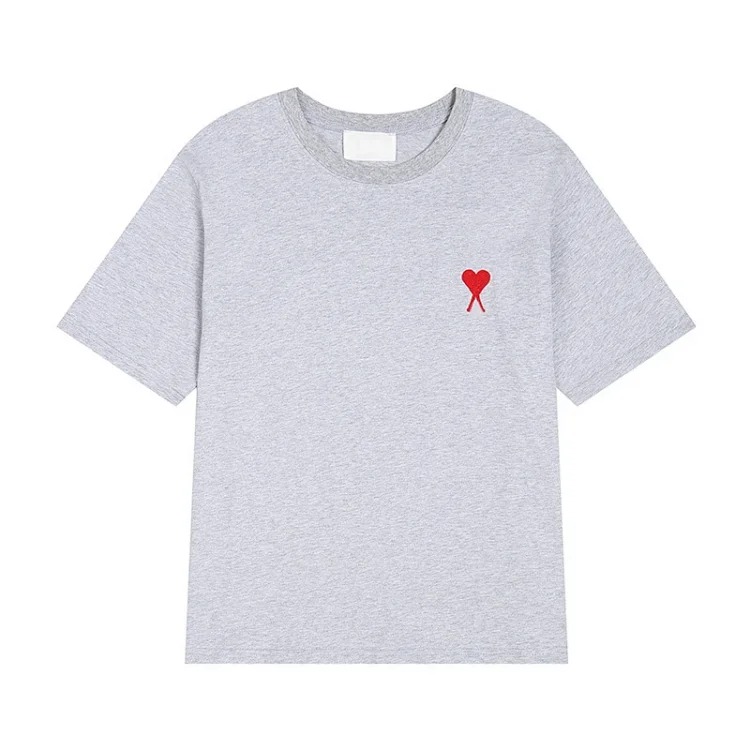 Summer short-sleeved T-shirt embroidered small love pure cotton loose