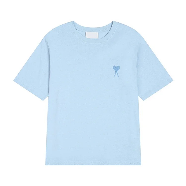 Summer short-sleeved T-shirt embroidered small love pure cotton loose