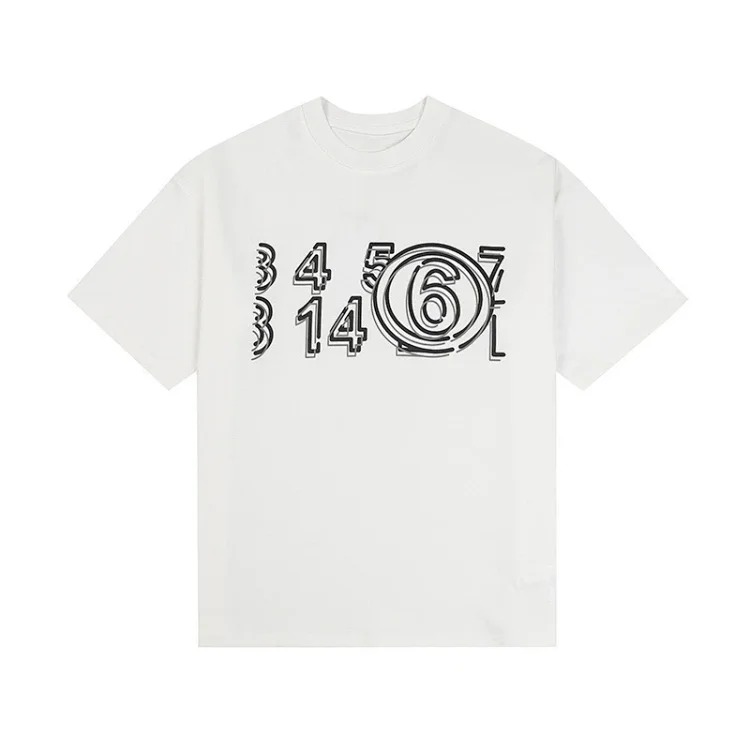 Majia letter embroidery printed short-sleeved T-shirt high street trendy brand for men and women