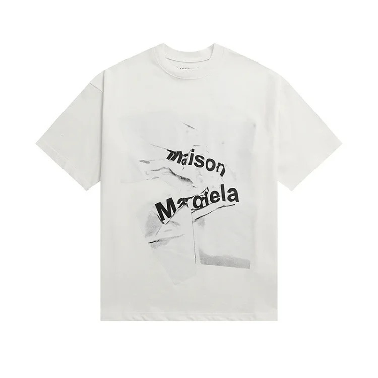 Majia letter embroidery printed short-sleeved T-shirt high street trendy brand for men and women